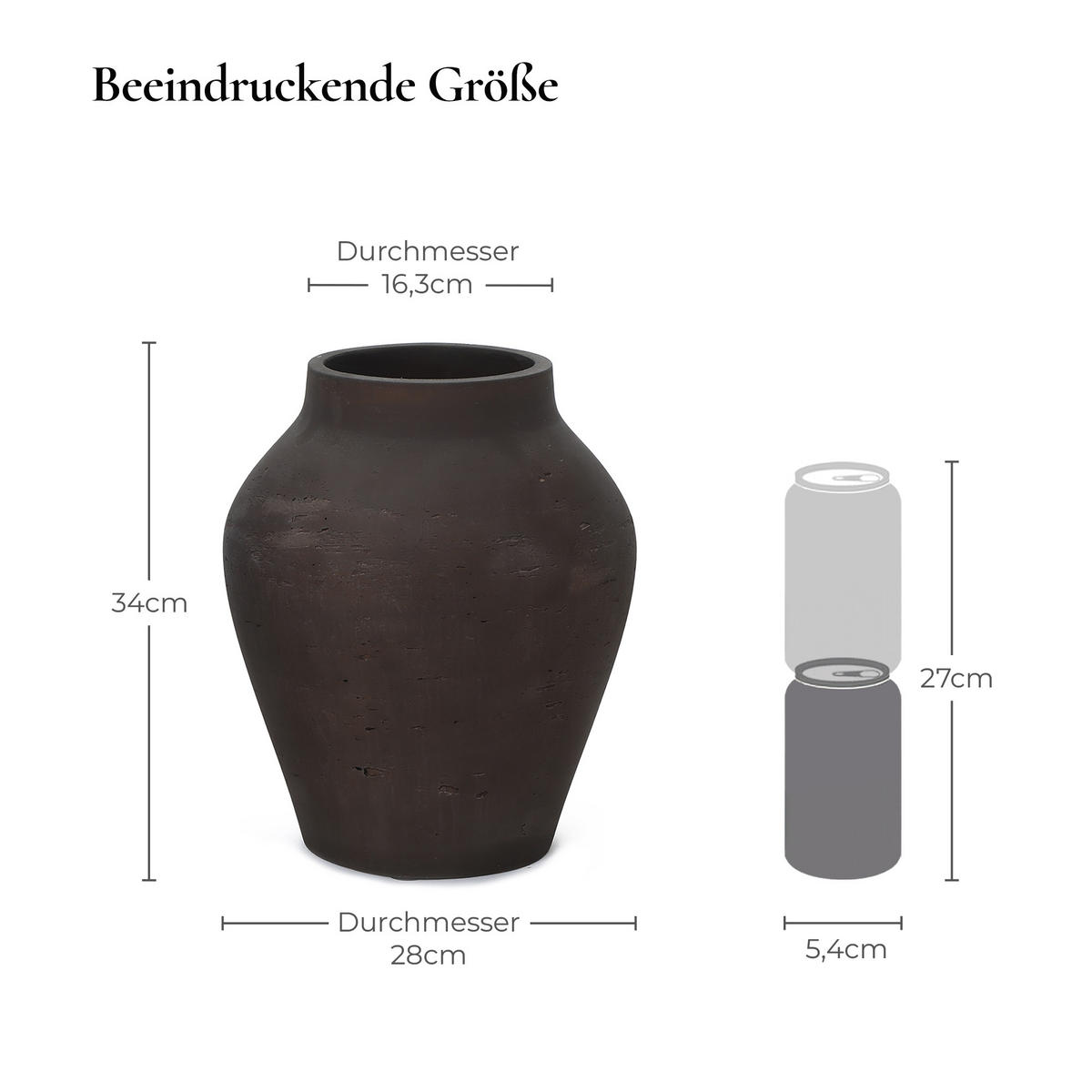 VASE Soma, 34 cm hoch - Dunkelbraun, Naturmaterialien (34cm) - Hometopia