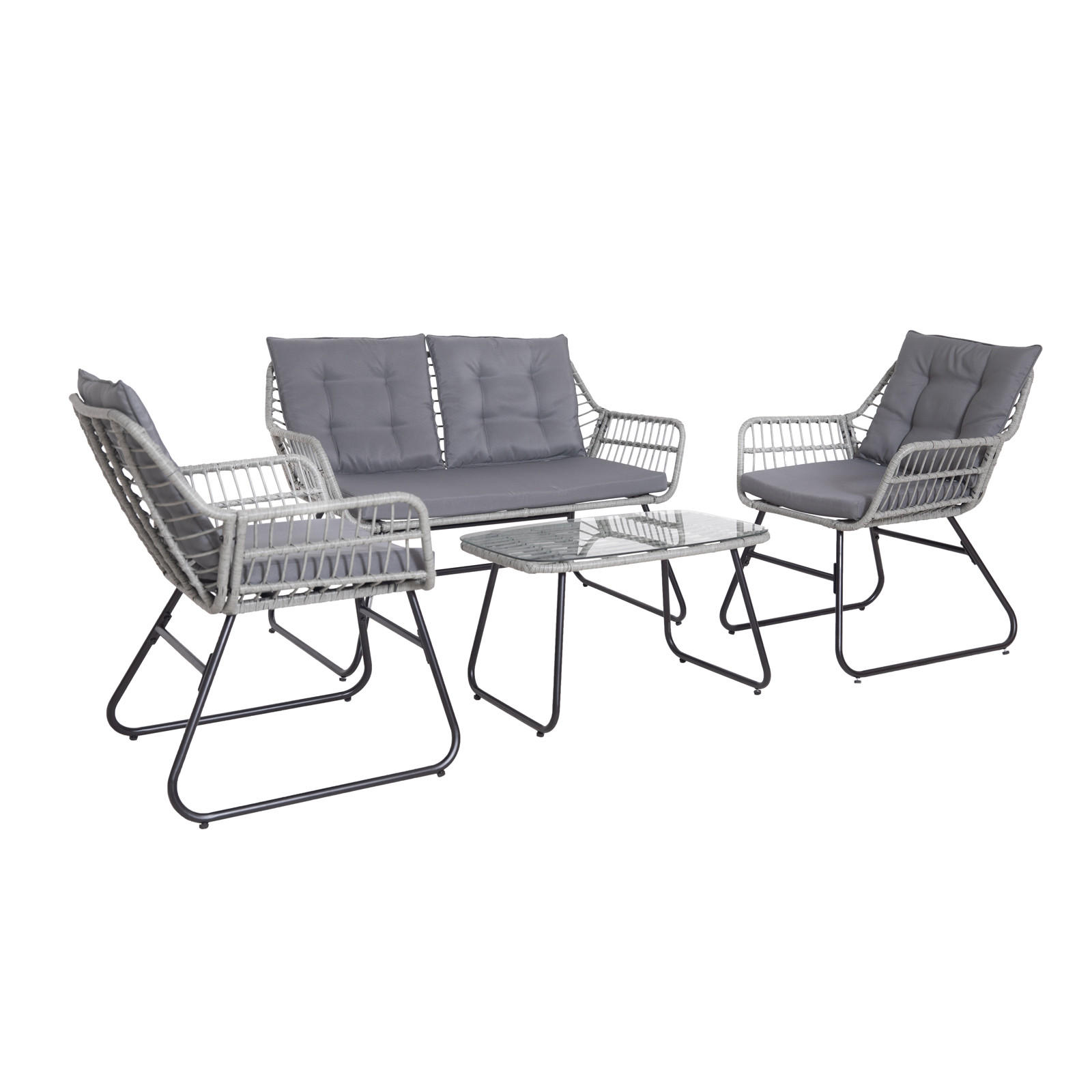 GARTENSET Capri Hellgrau - Dunkelgrau/Hellgrau, Kunststoff - SVITA
