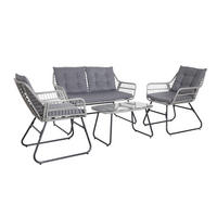 GARTENSET Capri Hellgrau - Dunkelgrau/Hellgrau, Kunststoff - SVITA