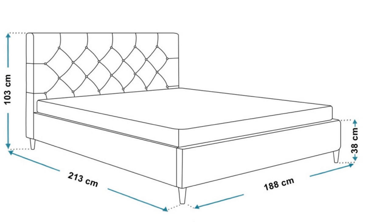 BETT Grau LUXO 6 Gepolstert Auf Holzbeinen 180x200 cm - Eichefarben/Schwarz, Textil (180/200cm) - Sepro Meble