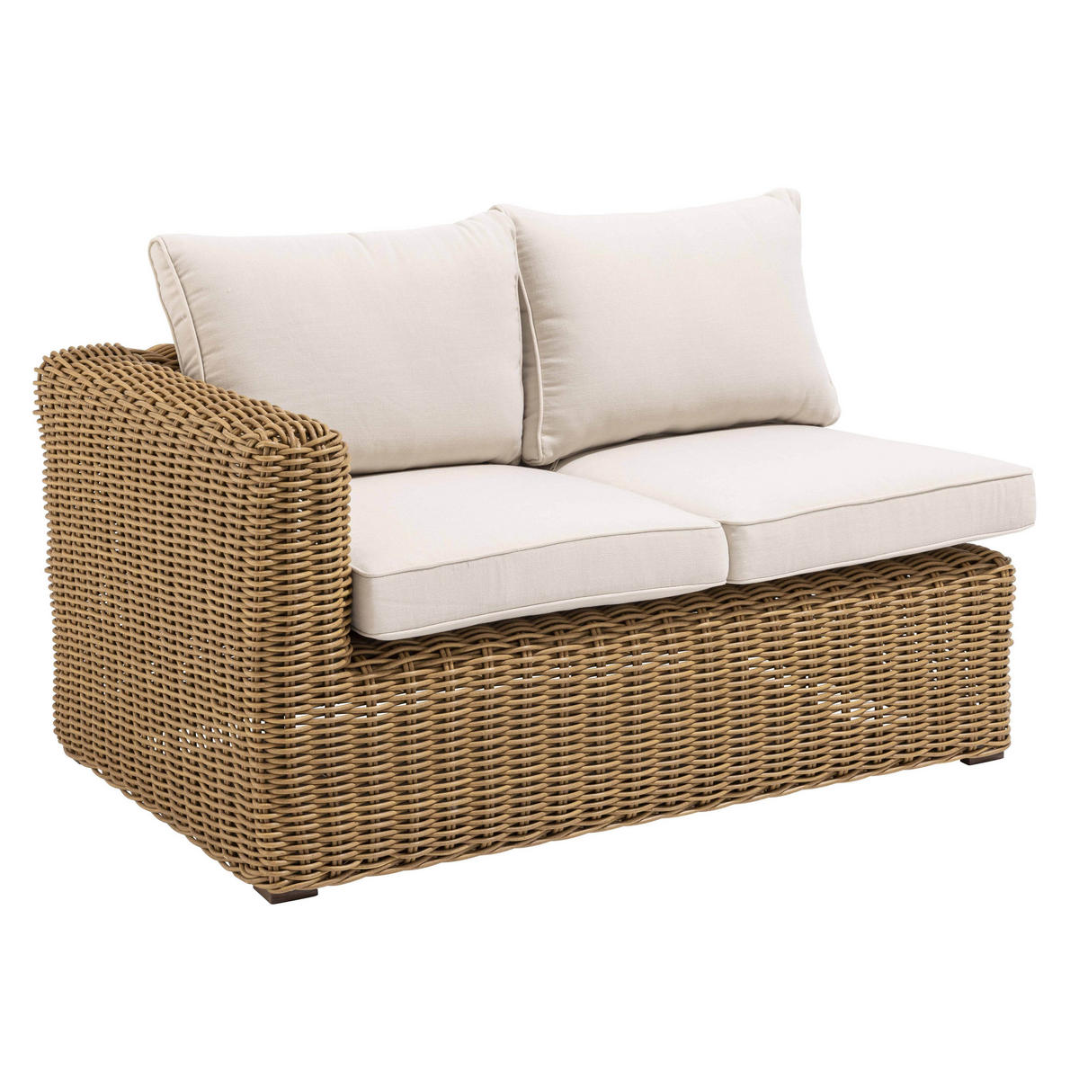 GARTEN-LOUNGEGARNITUR 6-Sitzer, Weiß - Weiß, Naturmaterialien - Oviala