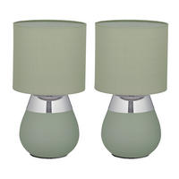 2XTISCHLAMPE - Grün, Kunststoff/Textil (18/18/32cm) - Relaxdays