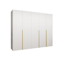 DREHTÜRENSCHRANK 202/250/52 5-türig - Goldfarben/Weiß, Holz (250/202/52cm) - Abiks Möbel