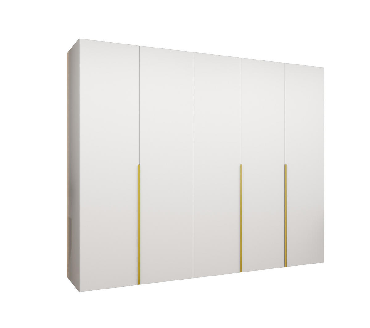 DREHTÜRENSCHRANK 202/250/52 5-türig - Goldfarben/Weiß, Holz (250/202/52cm) - Abiks Möbel