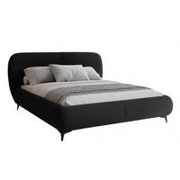 POLSTERBETT ELLE mit Kopfteil, 140 x 200 cm, Doppelbett mit Bettkasten und Lattenrost aus Holz, Bouclé-Stoff, Frabe: Schwarz - Schwarz, Holz/Kunststoff (140/200cm) - Sepro Meble