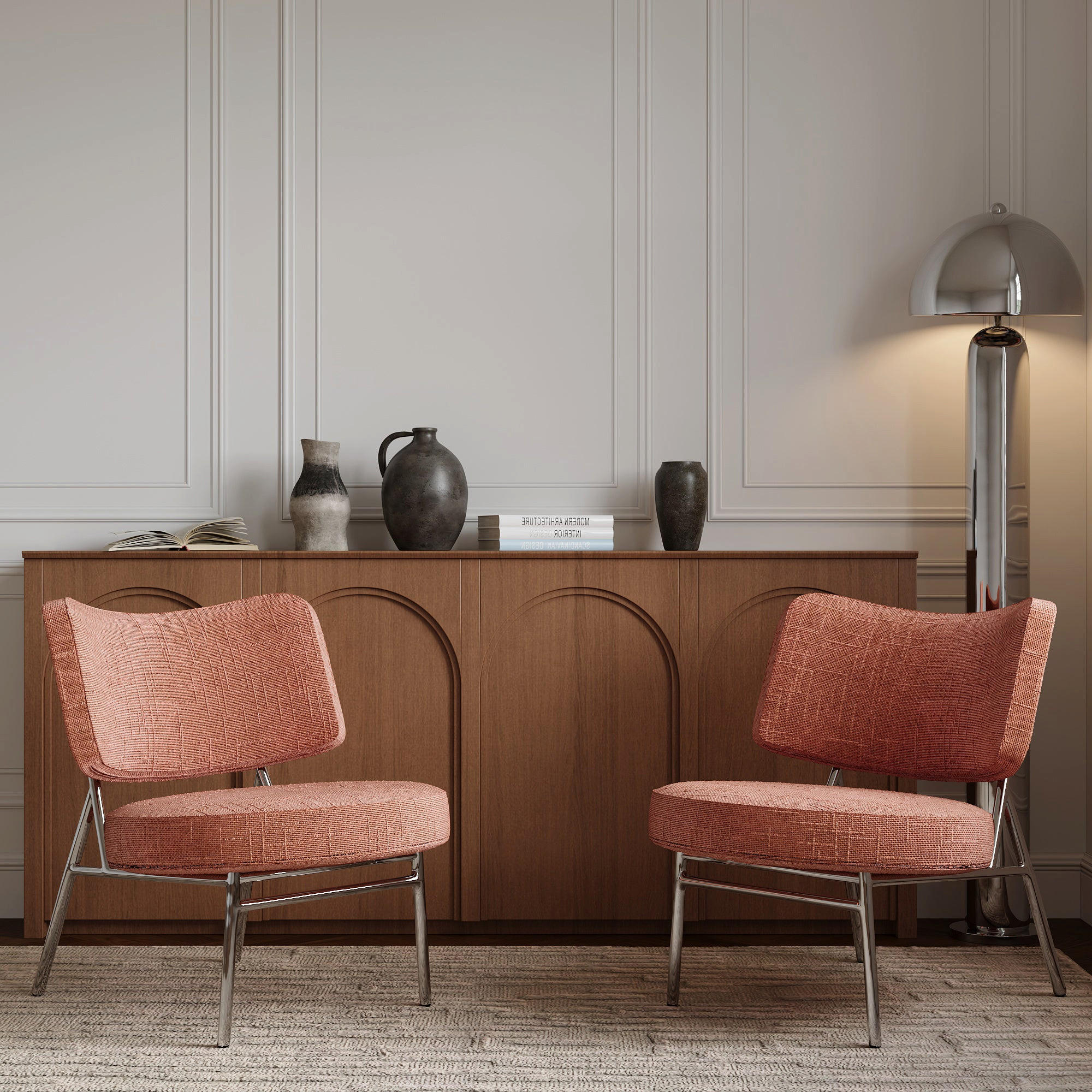 SESSEL Rastervelours 60cm - Pink, Textil (60/70/71cm) - Sia Home