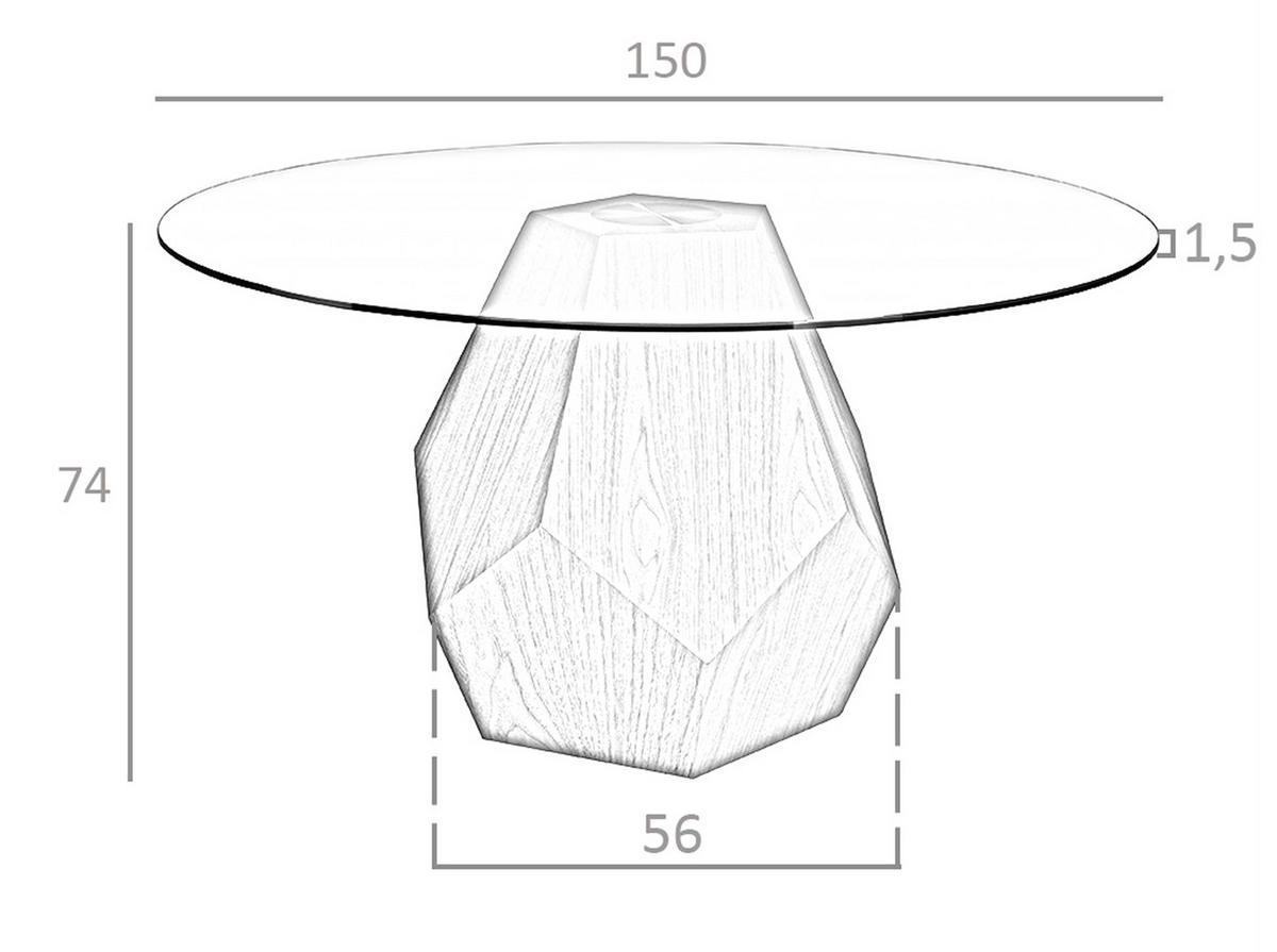 ESSTISCH Glas Walnuss 150/150/75 cm - Transparent/Walnussfarben, Holz (150/150/75cm) - ANGEL CERDA