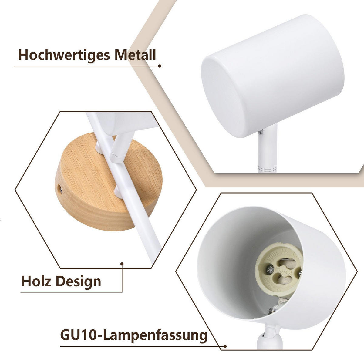 STRAHLER Mönchengladbach 3-flammig 42.5/9/16.5 cm - Weiß, Metall (42.5/9/16.5cm) - Nettlife