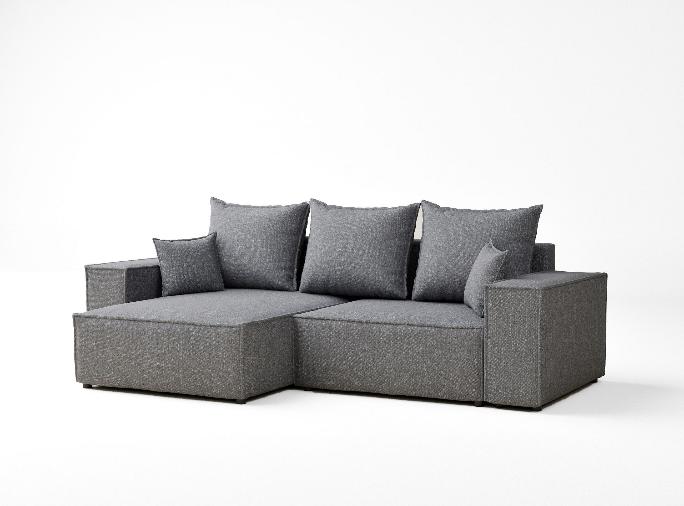 ECKSOFA MIT SCHLAFFUNKTION Moyo Grau Webstoff - Schwarz/Grau, Holz/Holzwerkstoff (255/148cm) - Maison de Reve