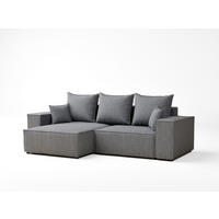 ECKSOFA MIT SCHLAFFUNKTION Moyo Grau Webstoff - Schwarz/Grau, Holz/Holzwerkstoff (255/148cm) - Maison de Reve