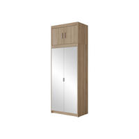 KLEIDERSCHRANK Elena 2D + Schrankaufsatz - Silberfarben/Sonoma Eiche, Holzwerkstoff/Kunststoff (90/246/53cm) - MIRJAN24