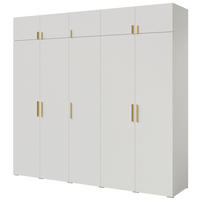 DREHTÜRENSCHRANK mit Aufsatz Napoli 5D 250 Weiß (schwarzer oder goldener Griff) - Silberfarben/Schwarz, Holzwerkstoff/Kunststoff (250/35/60cm) - mzm24