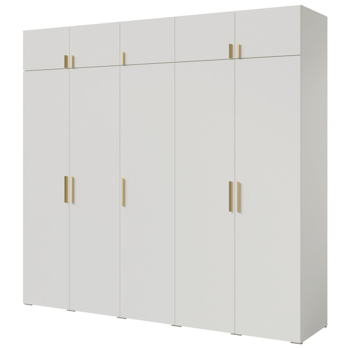 DREHTÜRENSCHRANK mit Aufsatz Napoli 5D 250 Weiß (schwarzer oder goldener Griff) - Silberfarben/Schwarz, Holzwerkstoff/Kunststoff (250/35/60cm) - mzm24