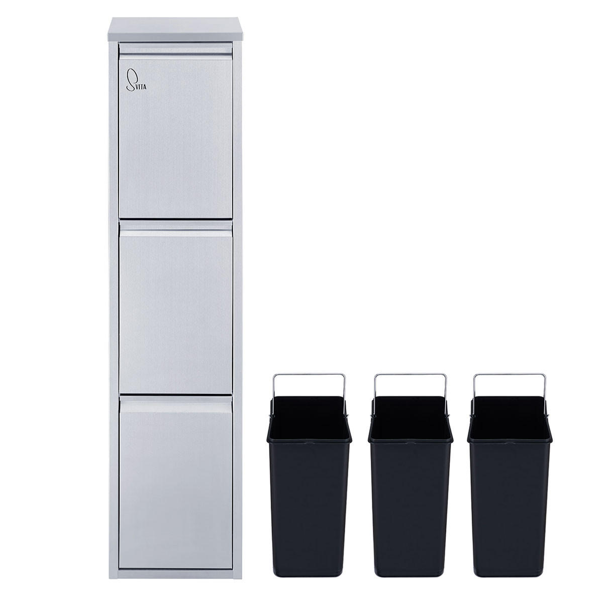 MÜLLEIMER Wandbefestigung V3X15 - Silberfarben, Metall (31.5/147/20cm) - SVITA