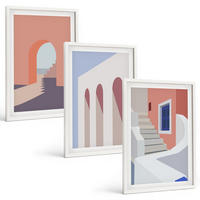BILDER SET 3er Set - 40x60 cm Weißer Rahmen - Minimalistische Architekturillustrationen - Weiß, Kunststoff (40/60cm) - TULUP