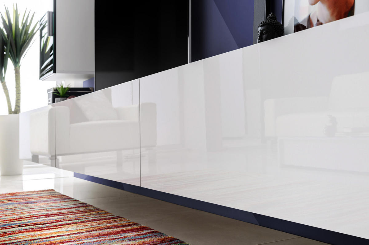 TV-HÄNGEBOARD LORETO, Weiß, Schwarz Hochglanz - Schwarz/Weiß, Holzwerkstoff (200/30/41.5cm) - Komodee