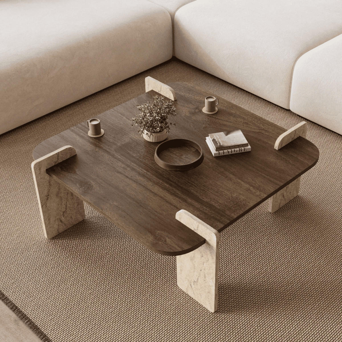 COUCHTISCH mit quadratischer Tischplatte 90/90/35 cm - Eichefarben, Holzwerkstoff (8/90/35cm) - Calicosy