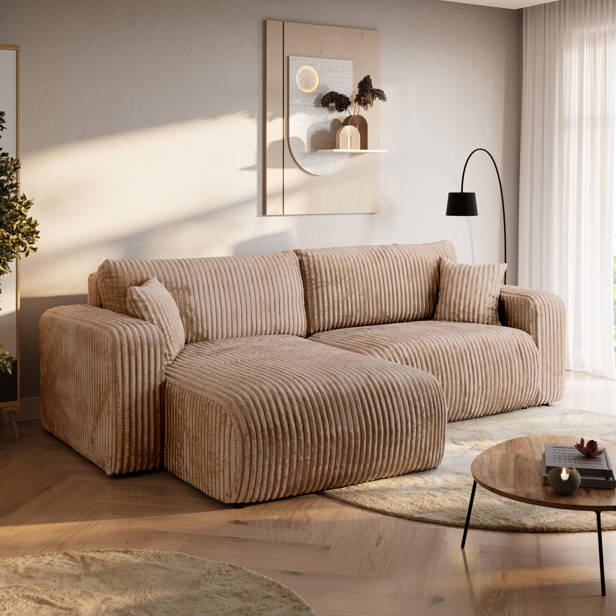 ECKSOFA mit Schlaffunktion TILIO Braun - Braun, Textil (244/148cm) - Bromarkt