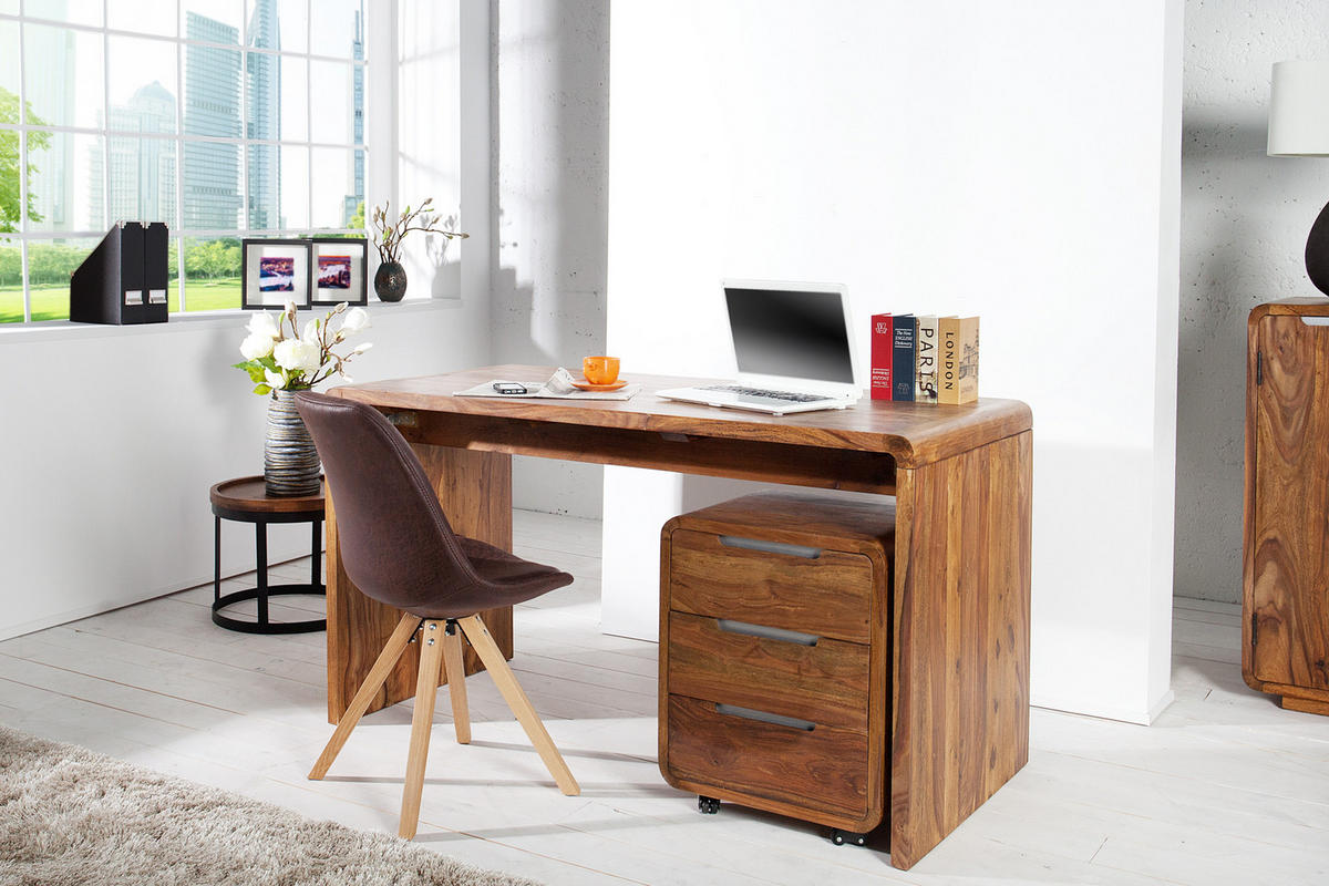 SCHREIBTISCH CUBUS Sheesham Natur 120 cm - Naturfarben, Holz (60/120/80cm) - riess-ambiente