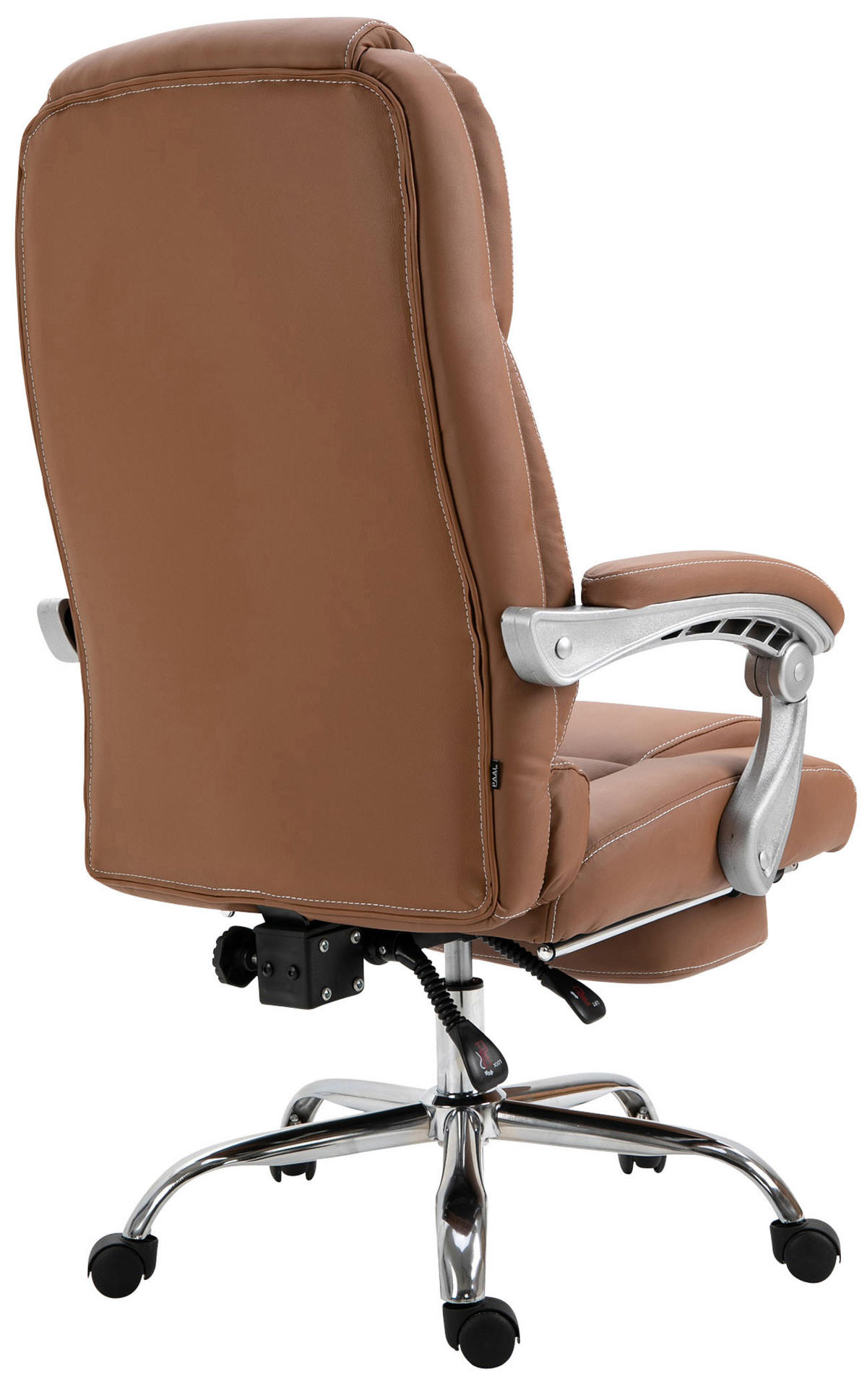 CHEFSESSEL Lederlook hellbraun - Chromfarben/Hellbraun, Textil/Metall (68/118/64cm) - CLP