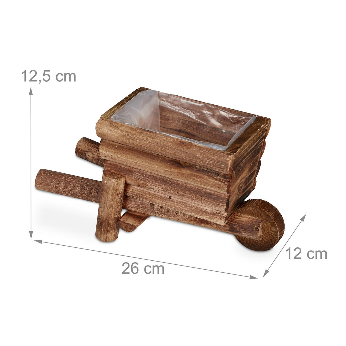 2XPFLANZSCHUBKARRE - Hellbraun, Holz/Kunststoff (26/12.5/12cm) - Relaxdays