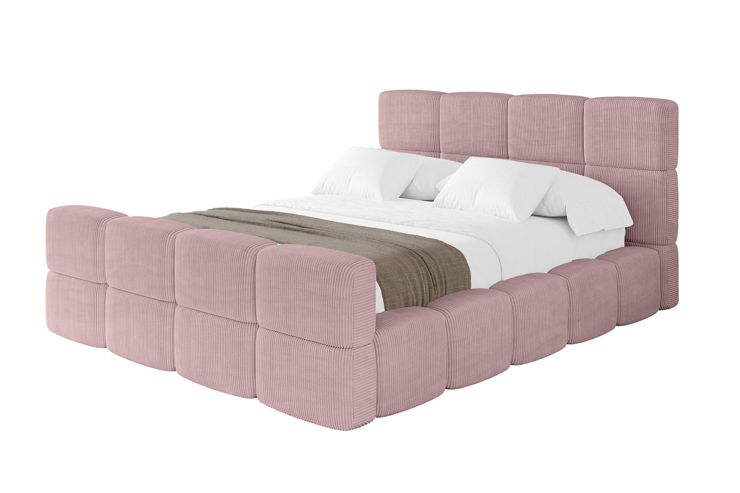 POLSTERBETT mit Bettkasten und Lattenrost, Bett mit Kopfteil, Boxbett ohne Matratze, Doppelbett mit Stauraum - NATA-Z 160x200 Rosa - Rosa, Holzwerkstoff/Textil (160/200cm) - ALTDECOR