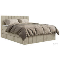 BOXSPRINGBETT ALVER KING DUO 140/200 - Beige Velvet - Topper T25 - H3 - Beige/Schwarz, Kunststoff/Textil (140/200cm) - MKS