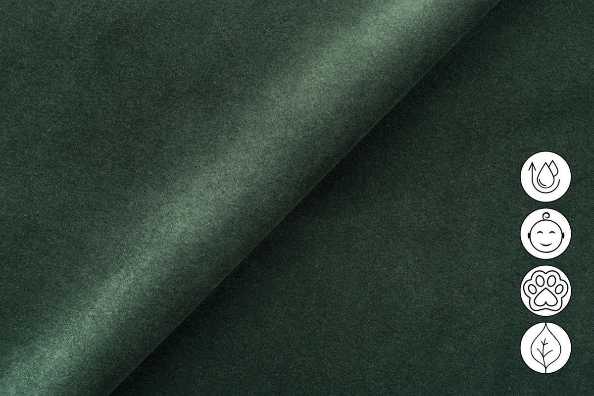 SOFA RELAX FIERO 2-Sitzer, Grüner Veloursstoff - Schwarz/Grün, Holz/Textil (170/82/103cm) - Courtois Laville