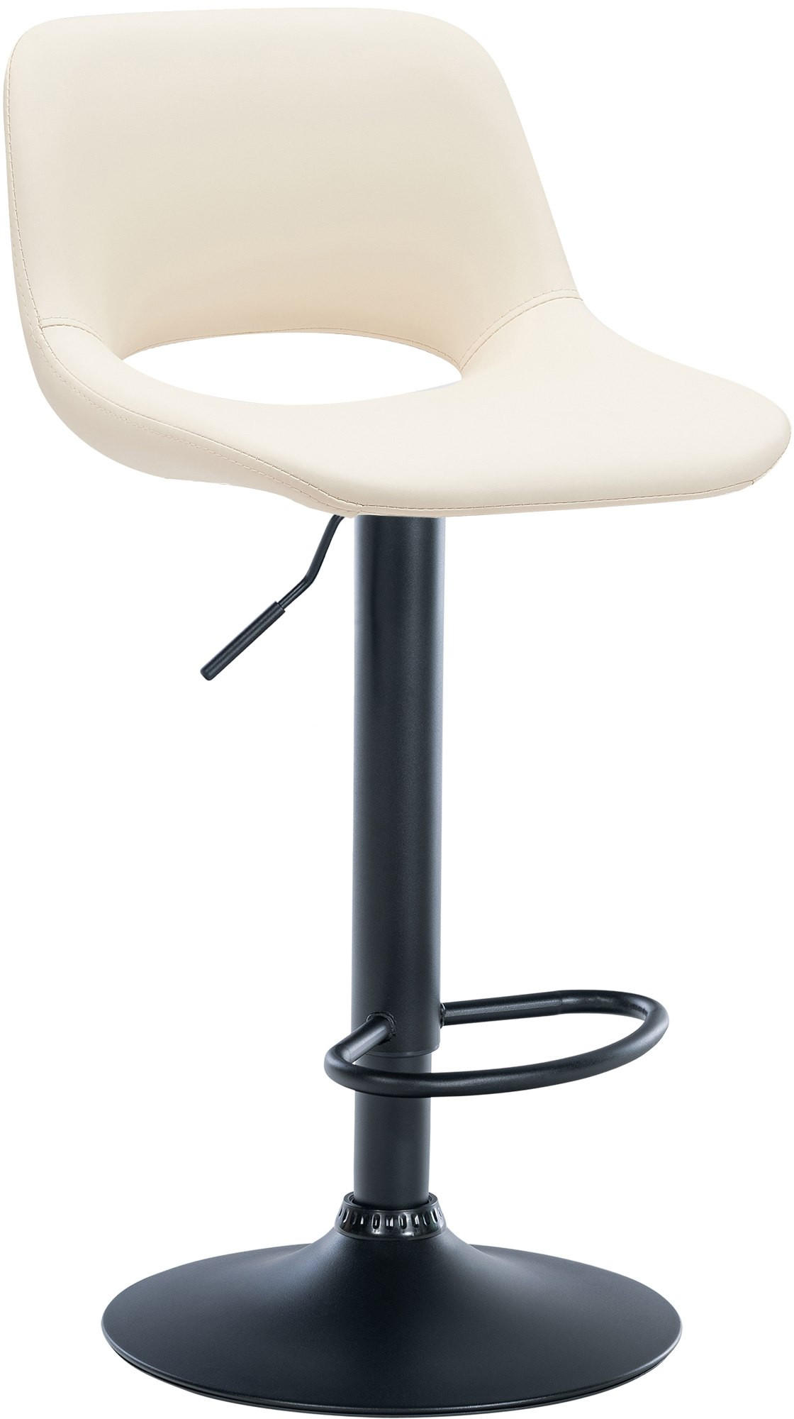 BARHOCKER JAKSON Creme Kunstleder Schwarz - Creme, Leder/Metall (42/86/46cm) - DELUKE