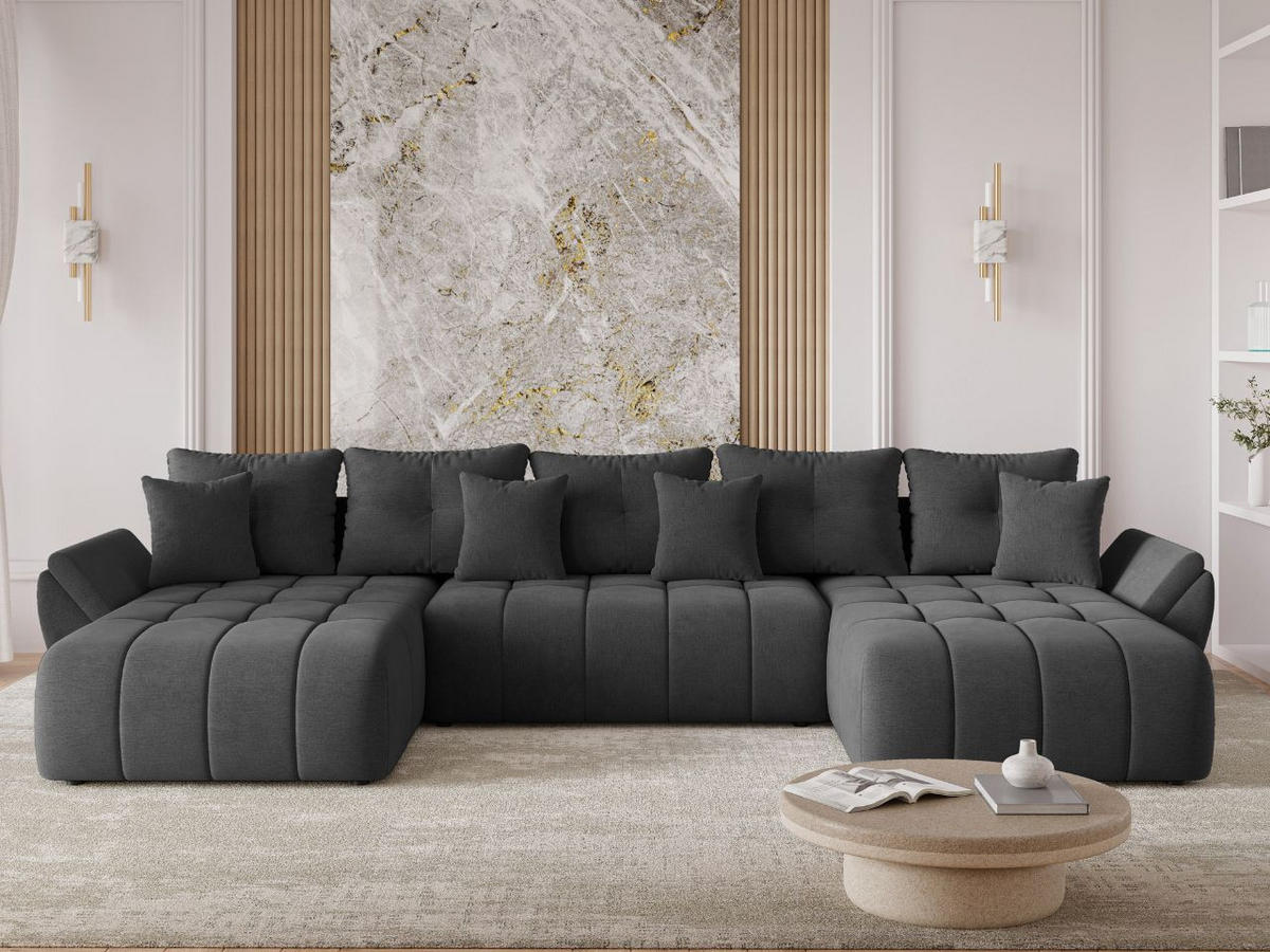 ECKSOFA Decor U Anthrazit - Anthrazit, Holz/Textil (382/192cm) - Graingold