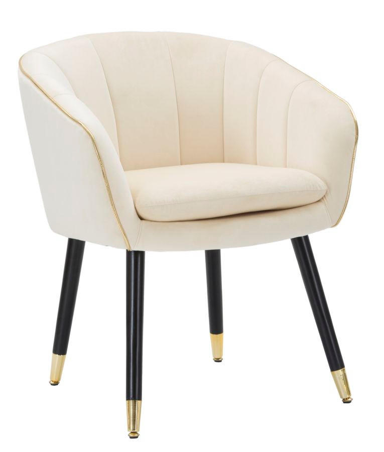 SESSEL Paris, cremefarben und goldfarben, Polyester, Kiefernholz und Metall, 62 x 58 x 78 cm - Goldfarben/Creme, Holz/Kunststoff (62/78/58cm) - Mauro Ferretti
