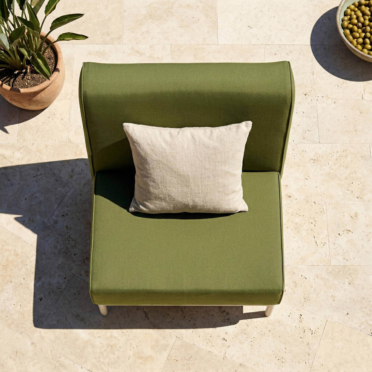 SESSEL, Kakigrün - Grün, Textil (80/78/72cm) - Oviala