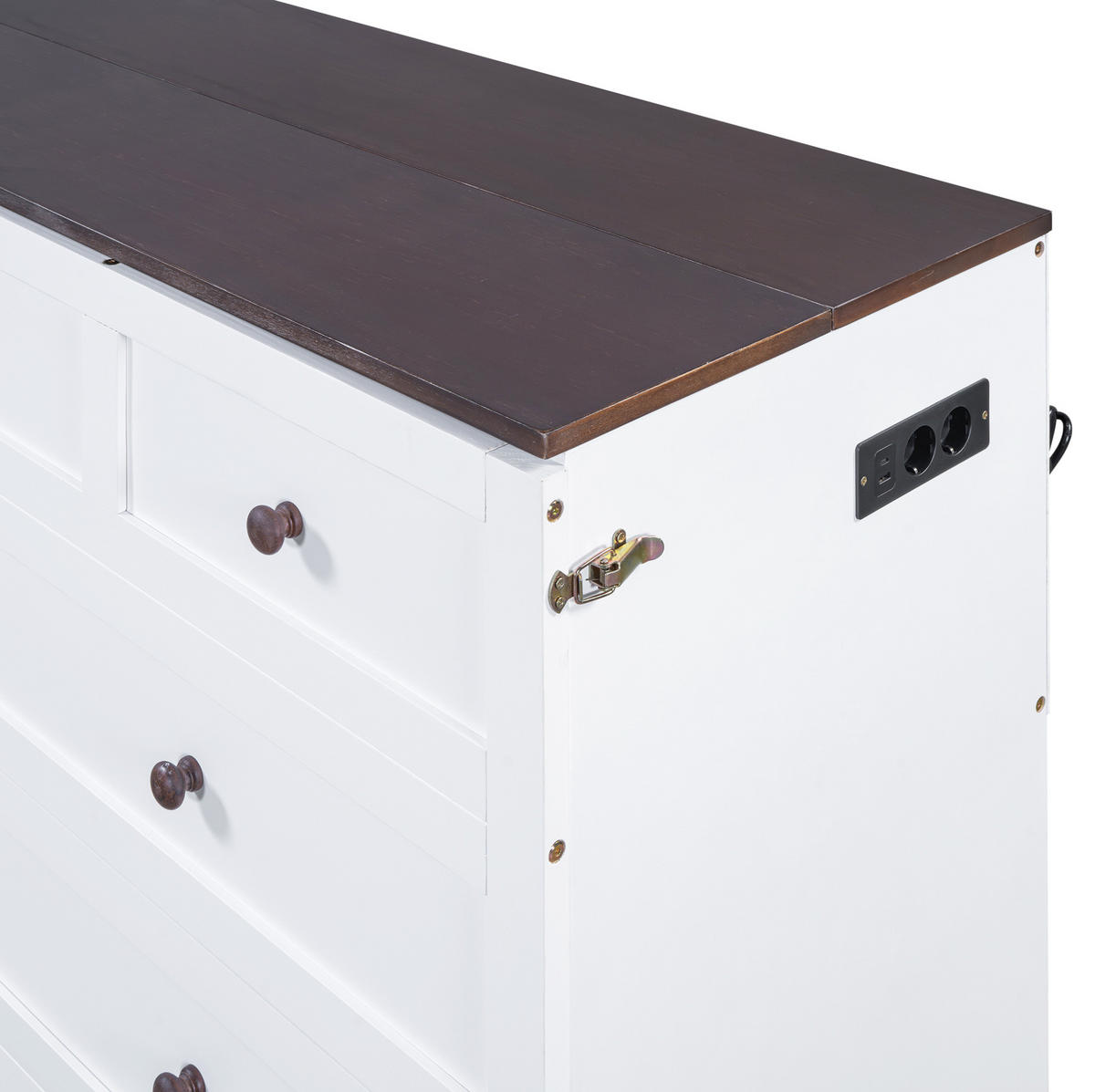 POLSTERBETT aus Kiefernholz und MDF 140x200 cm in Weiß mit USB & Steckdose - Weiß, Holz (140/200cm) - Modfu