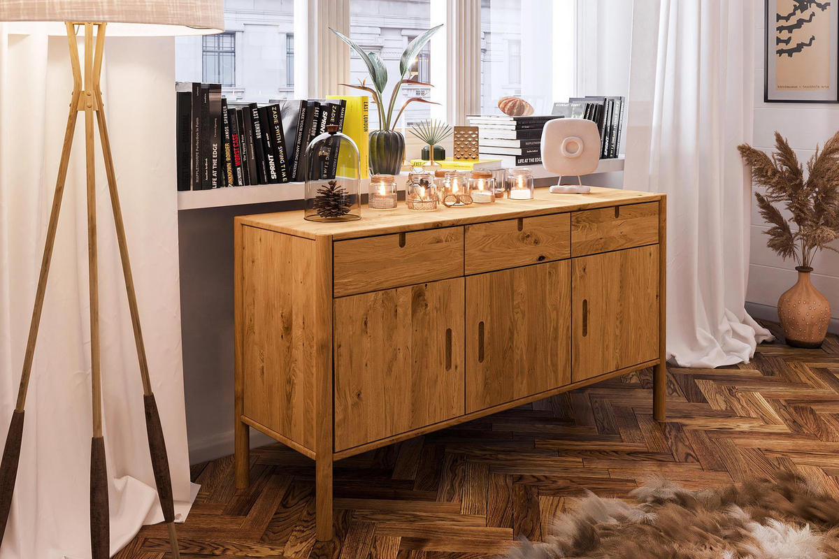 KOMMODE INA Wildeiche - Alteiche, Holz (142/79/46cm) - byoak