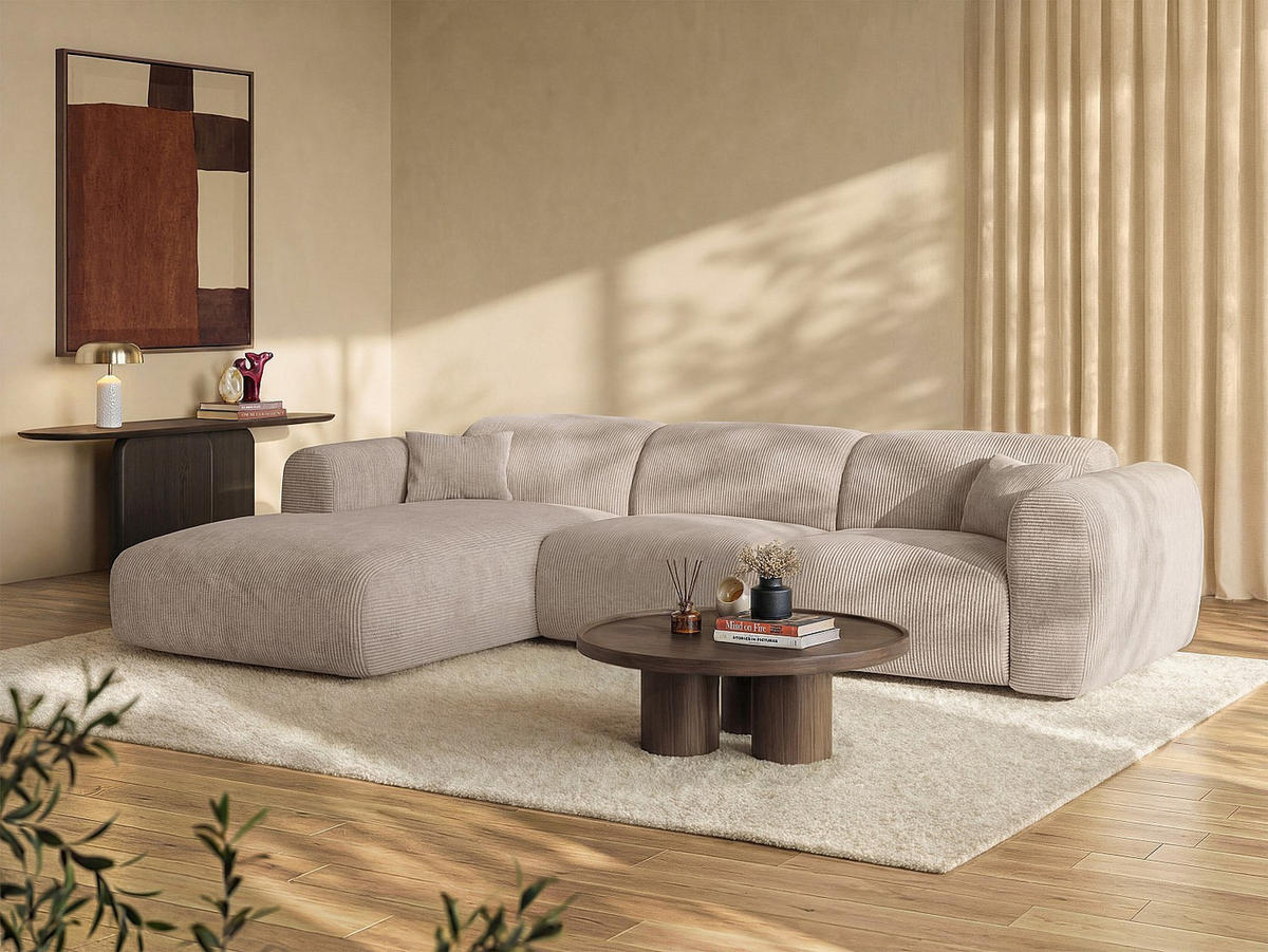 SCHLAFSOFA - 5 Personen - samt - beige Pogni - Beige, Textil (299/73/165cm) - Vente-Unique