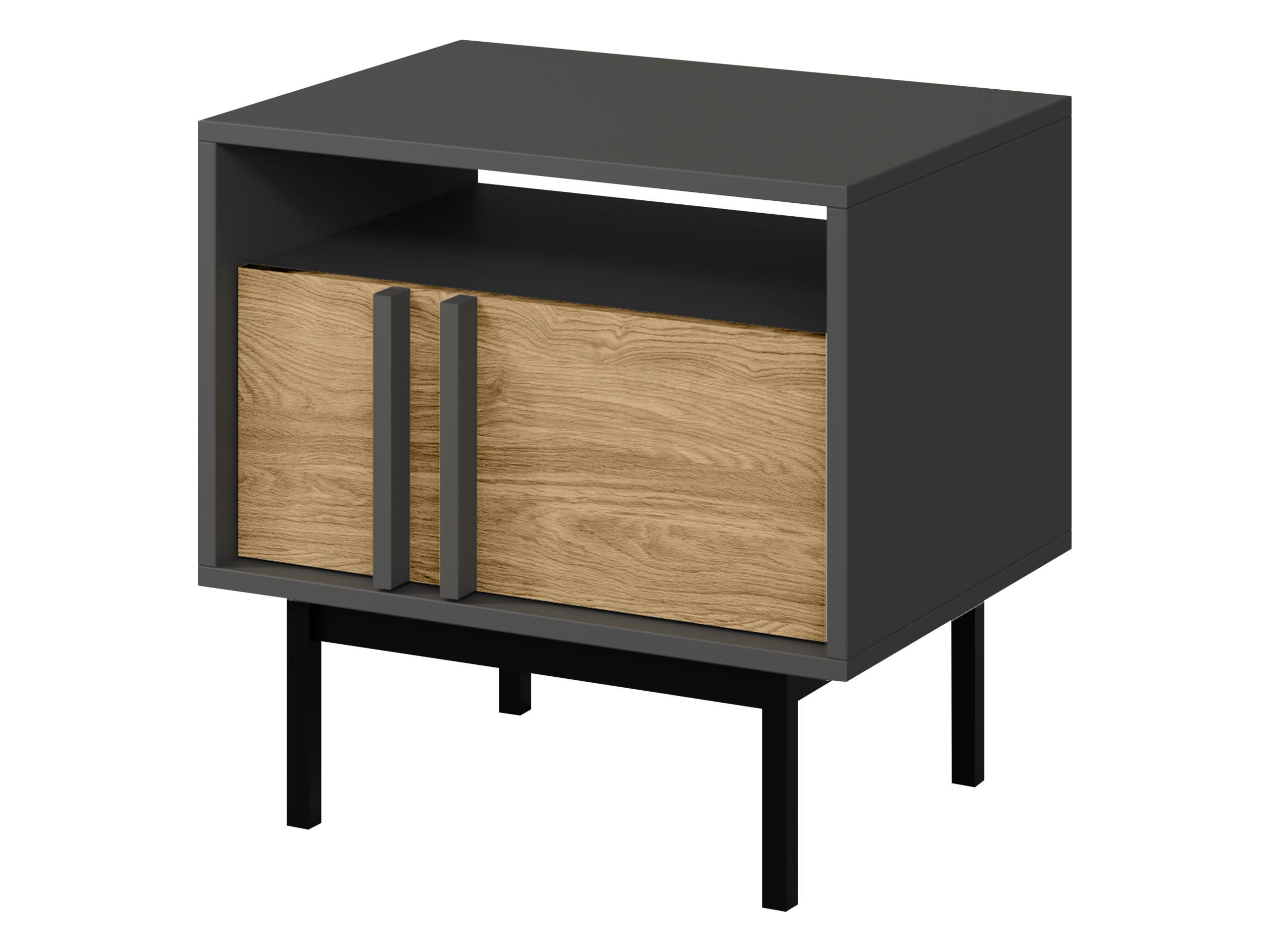 NACHTTISCH Alsy AL13 - Eichefarben/Anthrazit, Holzwerkstoff/Kunststoff (53/53/43cm) - MIRJAN24