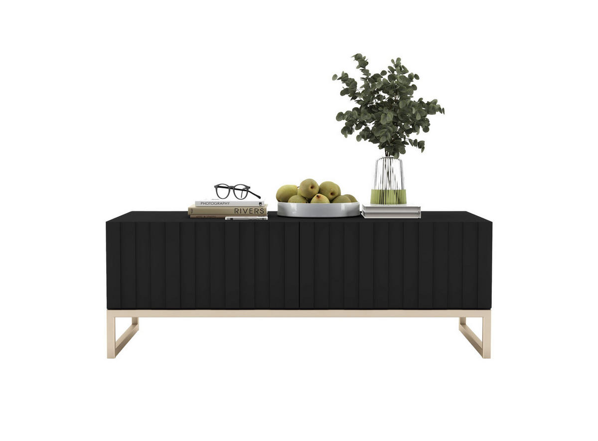 COUCHTISCH Elpis Schwarz matt Glamour 110 cm - Goldfarben/Schwarz, Holzwerkstoff/Metall (54/110/39cm) - Meble Lindner