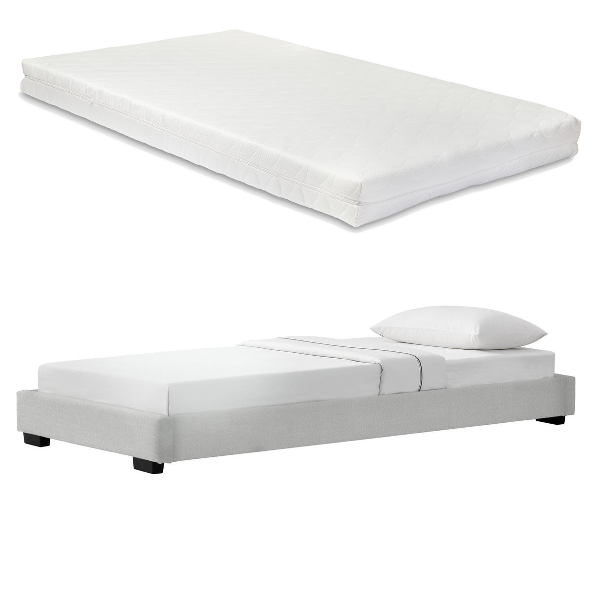POLSTERBETT Solingen mit Matratze - Weiß, Textil (90/200cm) - Corium