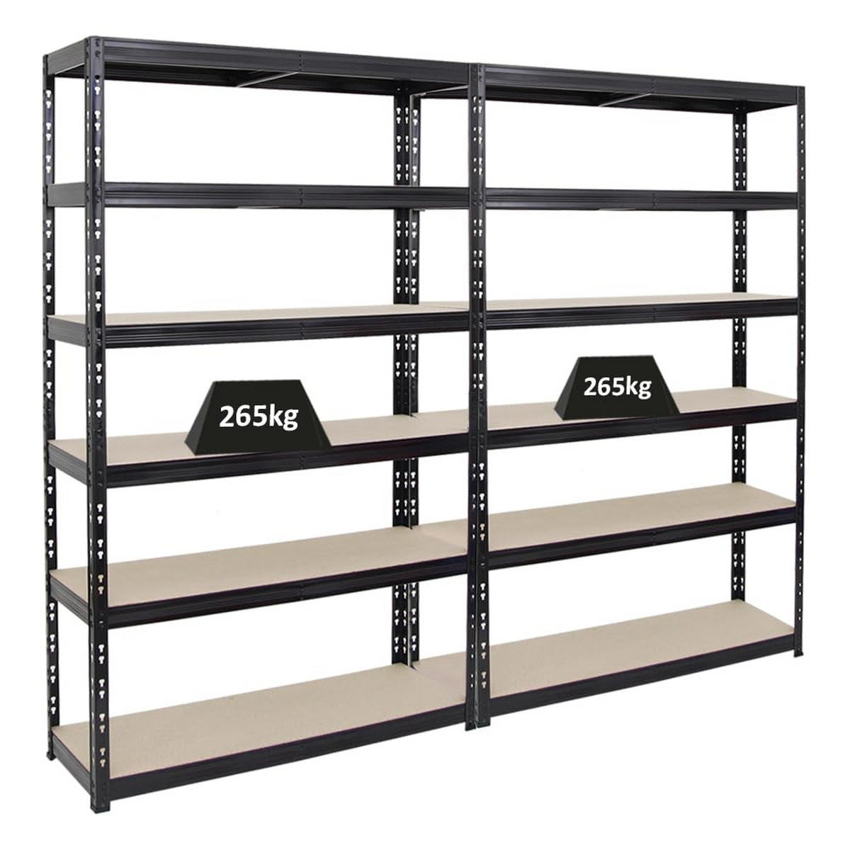 SCHWERLASTREGAL Giant Tiger 2er-Set mit 2x 200x120x40 cm Fachlast 265 kg 6-Ebenen Schwarz - Schwarz, Metall (240/200/40cm) - PROREGAL