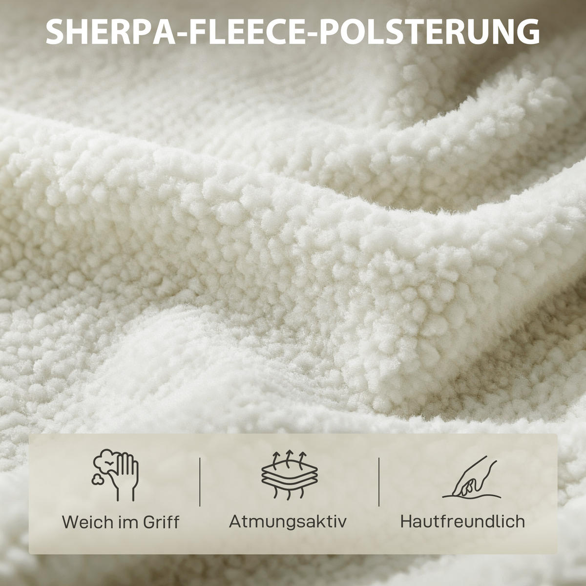 RELAXSESSEL DE-06550 Sherpa-Fleece, Metallbeine in Holzoptik Cremeweiß - Creme, Holz/Textil (67/71/67cm) - ComfortXL