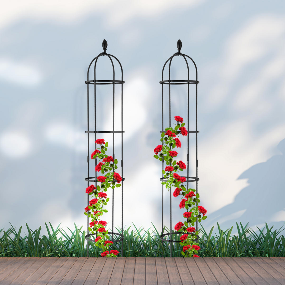 2xRANKHILFE - Schwarz, Kunststoff/Metall (35/190/35cm) - Relaxdays