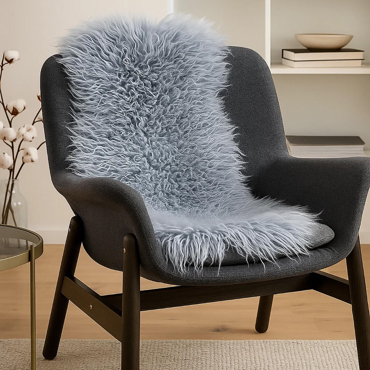 SCHAFFELL Island Lammfell lockig ca. 110 cm Naturfarben - Grau, Fell (60/110cm)