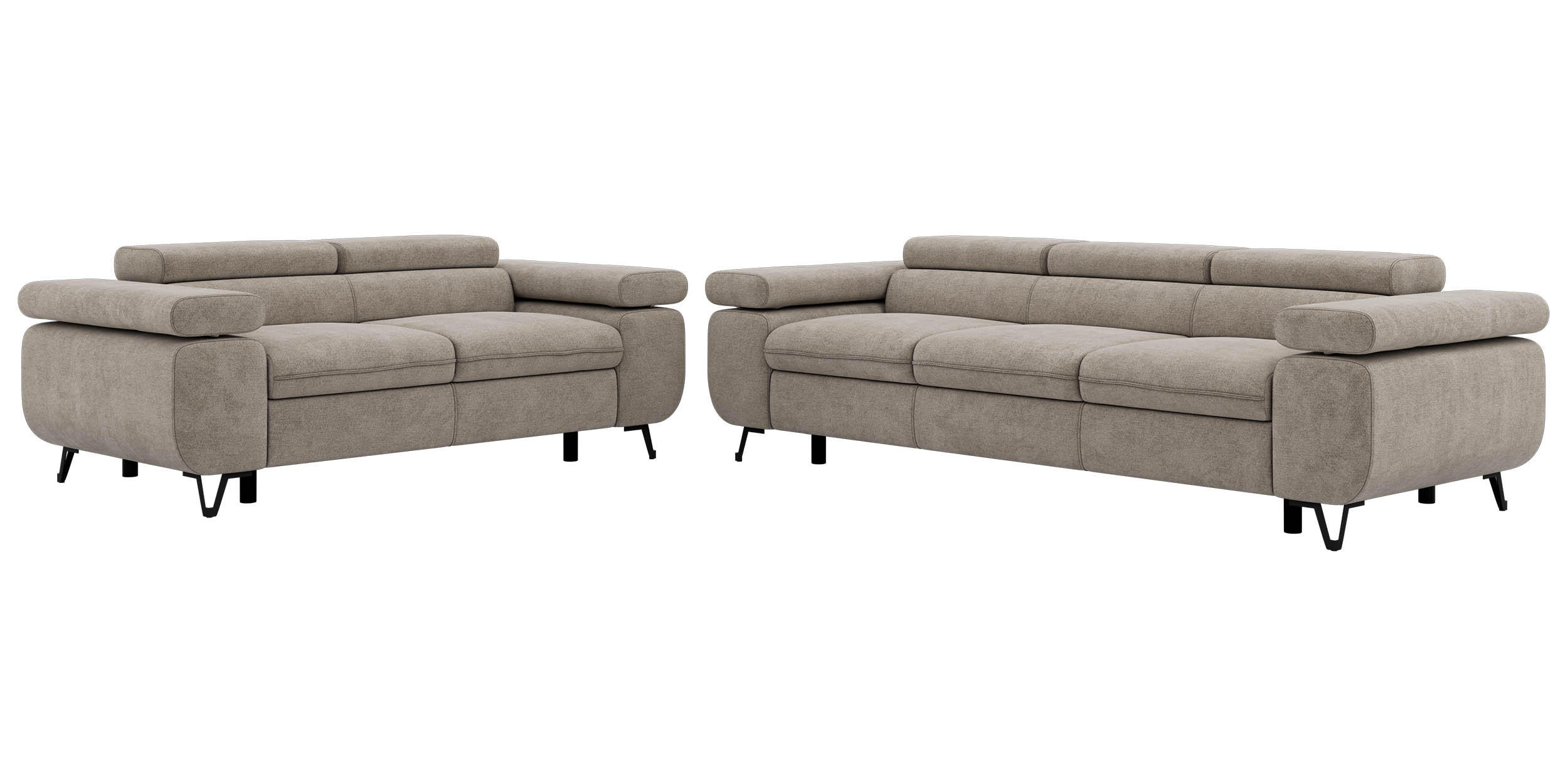 SEDACÍ SOUPRAVA PETER 2+3 - Šedobéžová Strukturovaná látka - černá/šedobéžová, kov/textil (262/76/99cm) - MKS