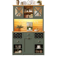 KÜCHENSCHRANK 120x45x188Cm LED Glastüren Weinregal - Grün, Glas (120/188/45cm) - FLIEKS