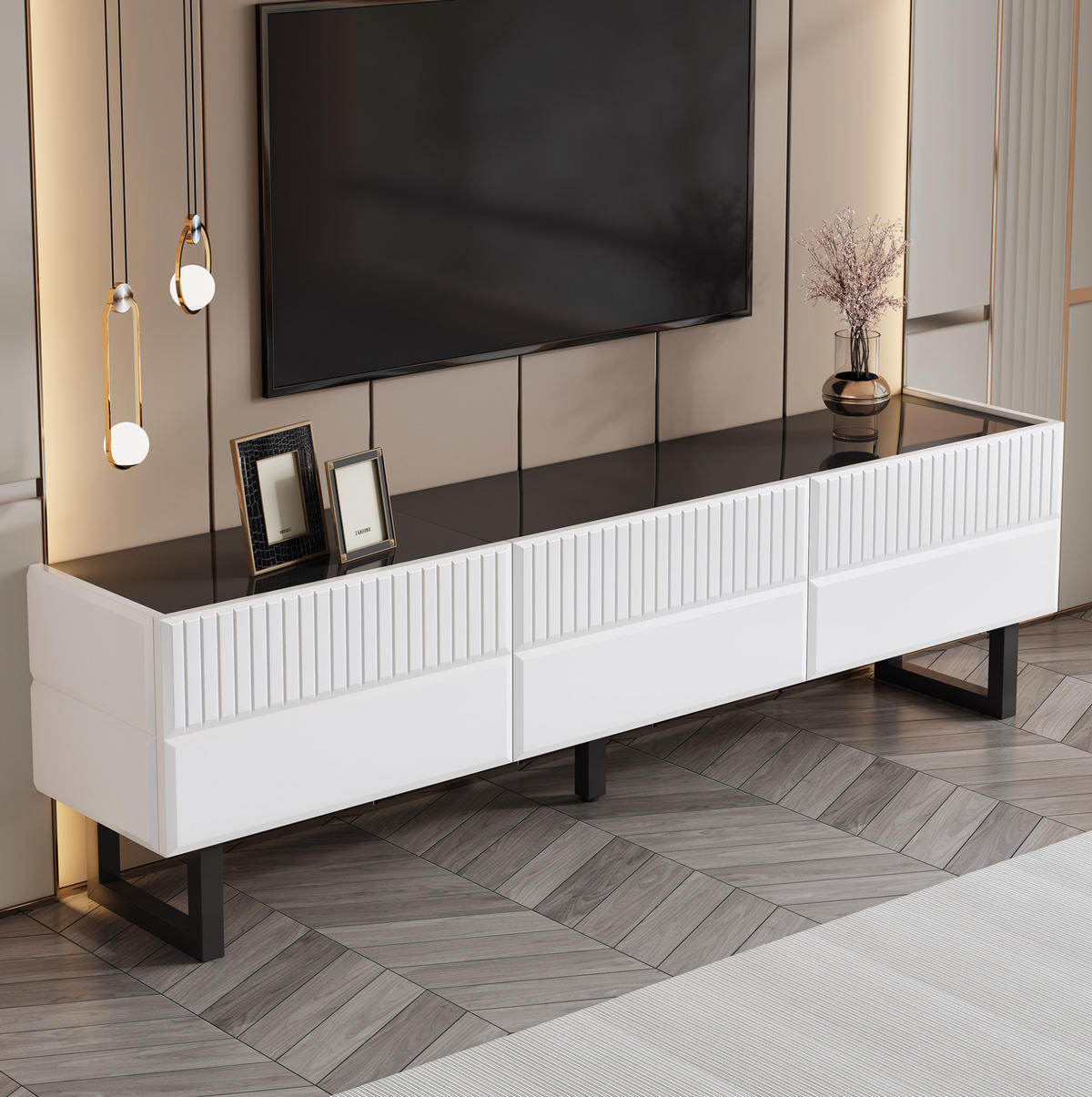 TV-SCHRANK mit Schubladen 170 x 35 cm Schwarz/Weiß - Schwarz, Holzwerkstoff (35/47/170cm) - Beauniv