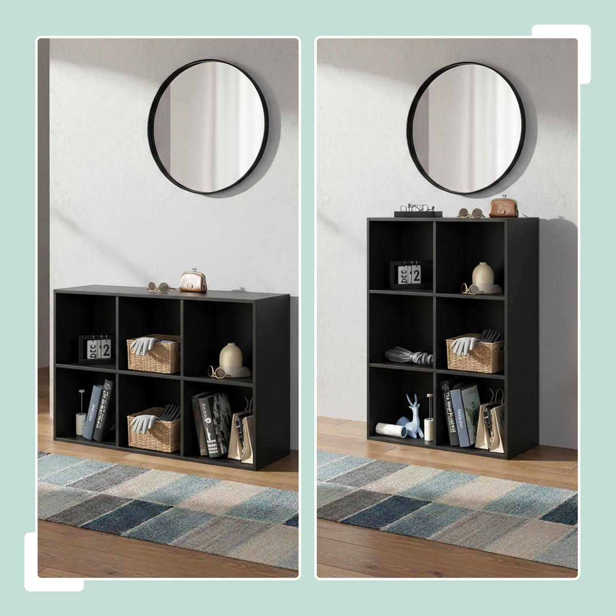 BÜCHERREGAL - Schwarz, Holzwerkstoff/Textil (61/91/30cm) - Relaxdays