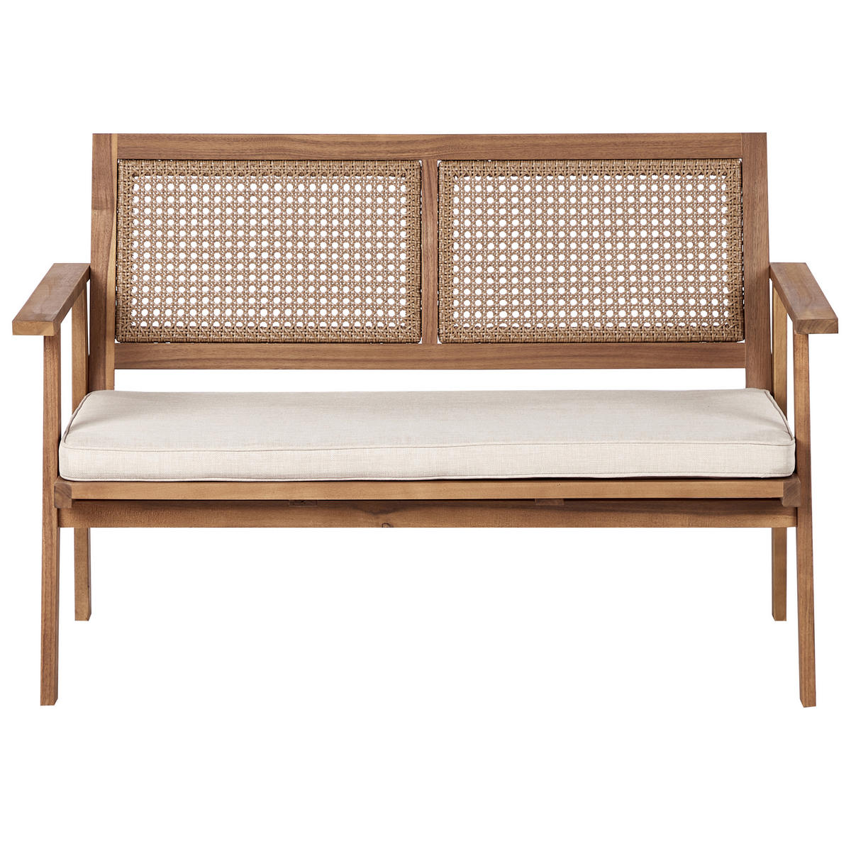 4-SITZER LOUNGE SET Akazienholz Helles Beige Arenella - Hellbraun/Beige, Holz - Beliani