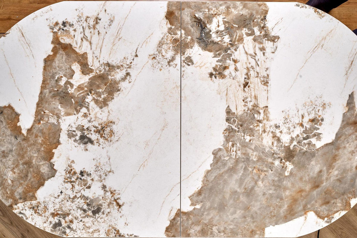 ESSTISCH Robinson beige Marmor | Cappuccino 160-220 / 90 / 75cm - Beige/Braun, Holz/Keramik (90/200/76cm) - Feldmann-Wohnen