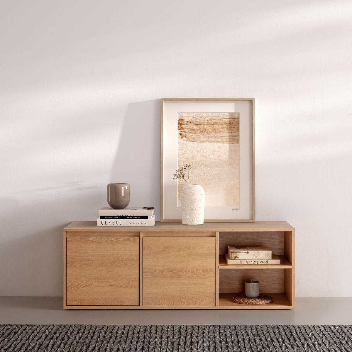 TV-ELEMENT Tori 2 Türen, Eichenfarbe - Honigeiche, Holzwerkstoff (130/46/40cm) - VS Venta-stock