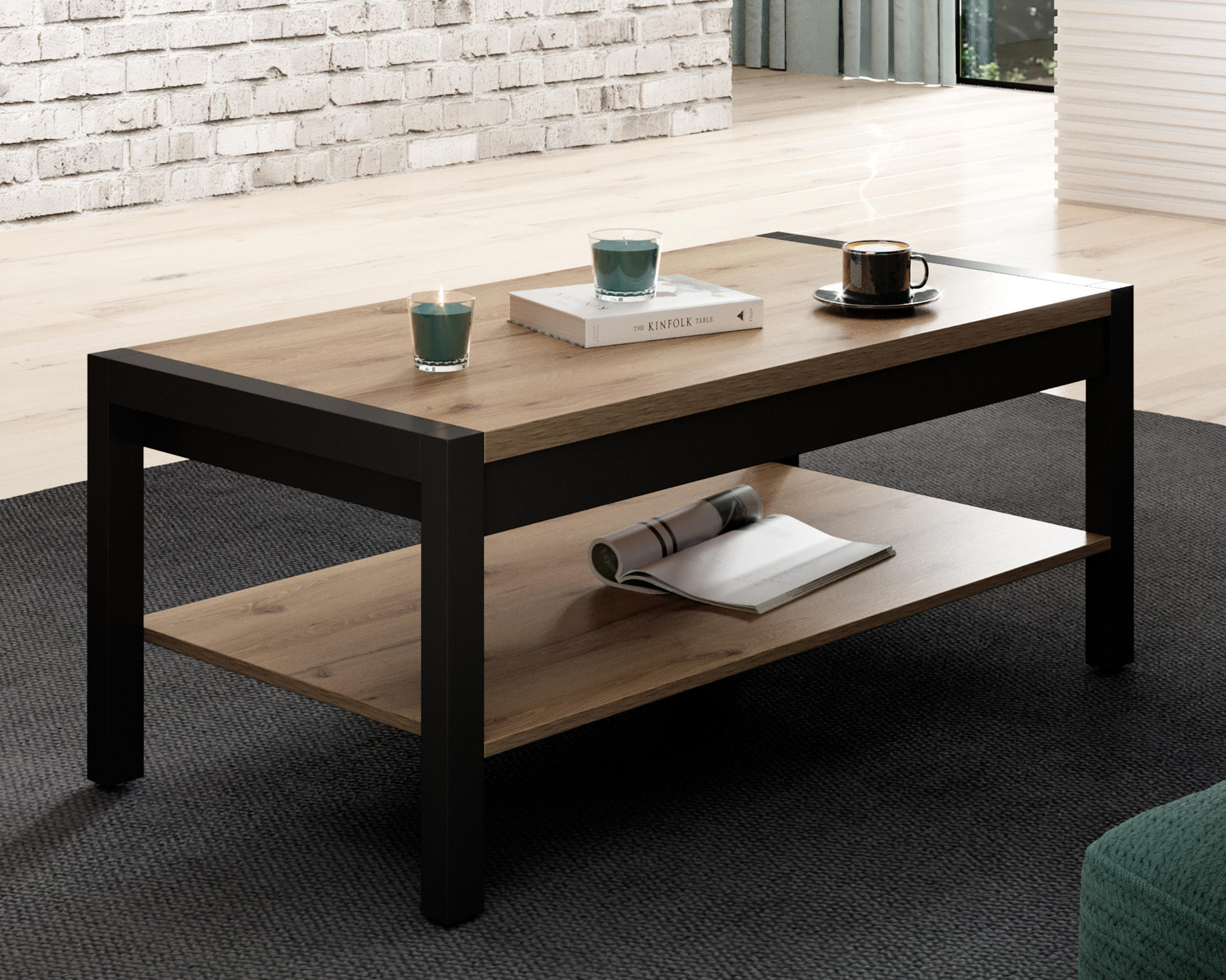 COUCHTISCH ATTIVO 120/48/60 cm Eichefarben - Eichefarben, Holzwerkstoff (60/120/48cm) - MASSENO